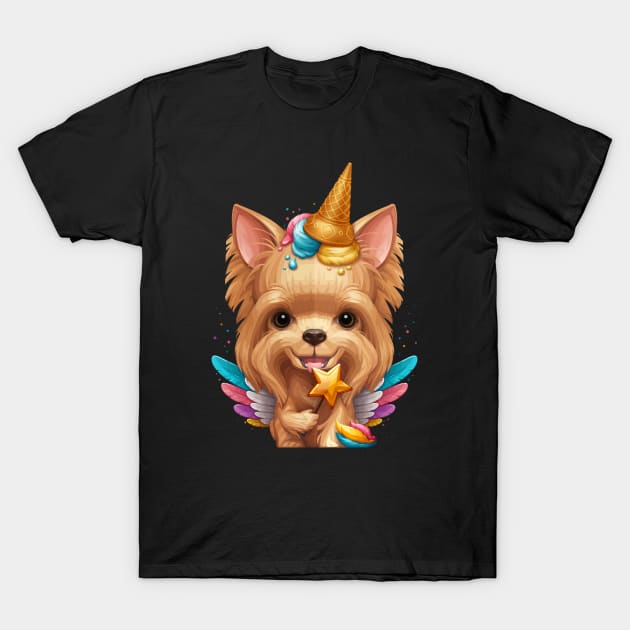 Yorkshire Terrier Ice Cream Unicorn T-Shirt by stonemask